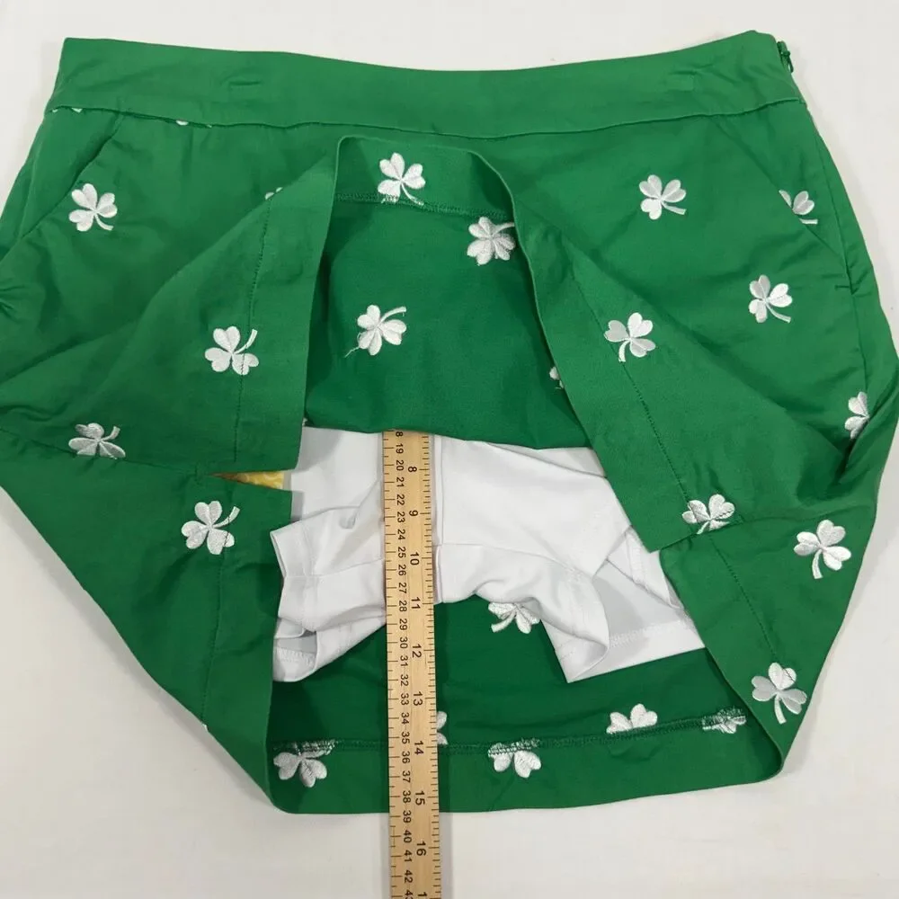 Embroidered Shamrock Loudmouth Ladies Golf Skort Kelly Green Size 14 US